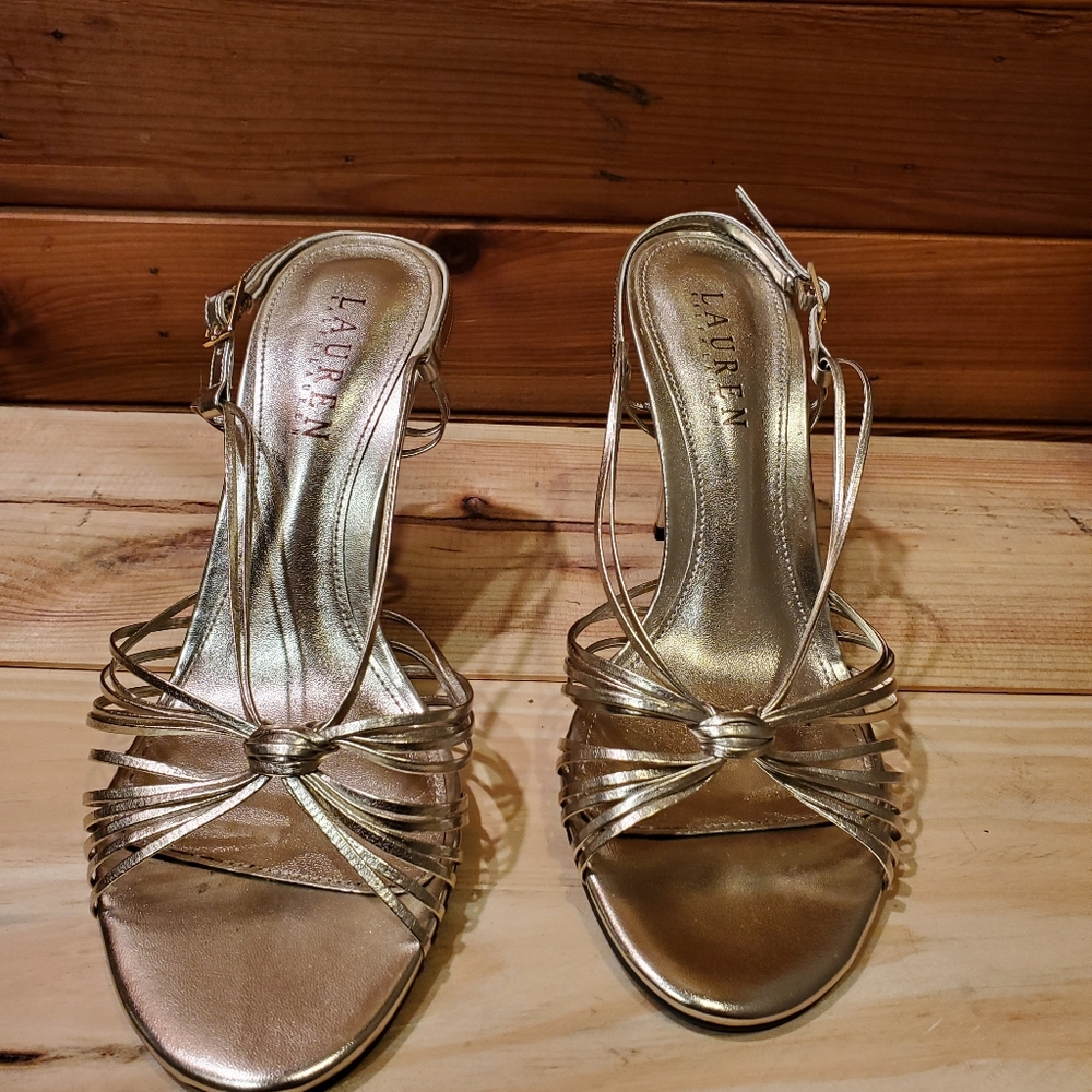 Lauren RL Golden high hill sandals 7.5